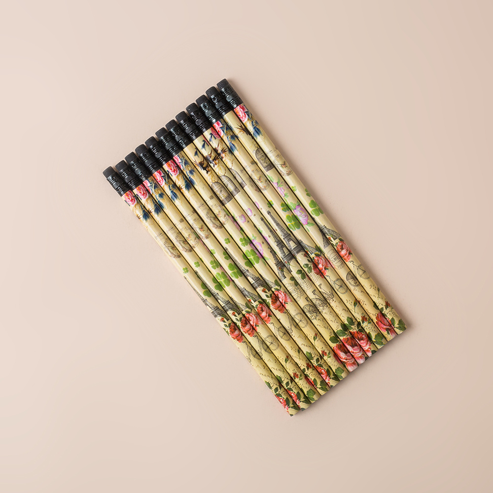 Colorful Round HB Pencils With Black Eraser