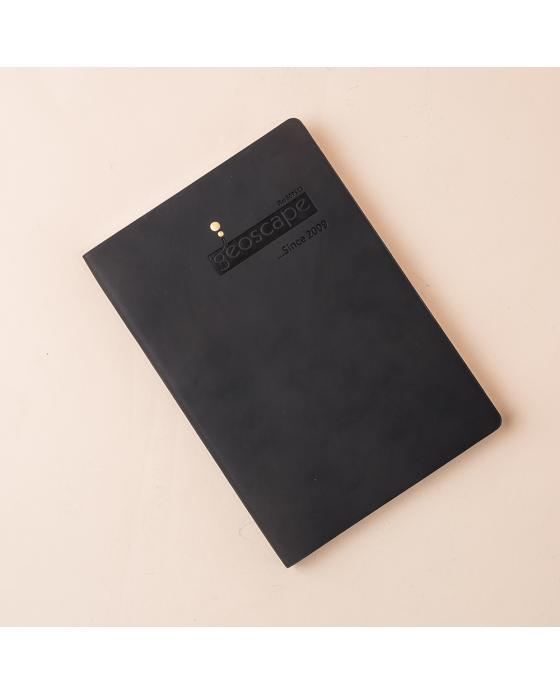 Gold Stamped And Debossed Logo Black PU Notebook