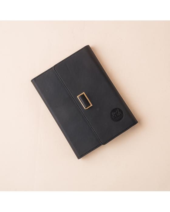 3 Fold Black PU Leather Notebook